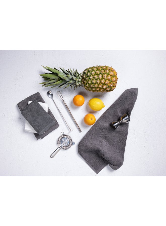 Mukitchen 3-Piece Ribbed Terry Bar Mop Towels Slate Grey 16 x 18 Inch 6620-1817 - Image 4